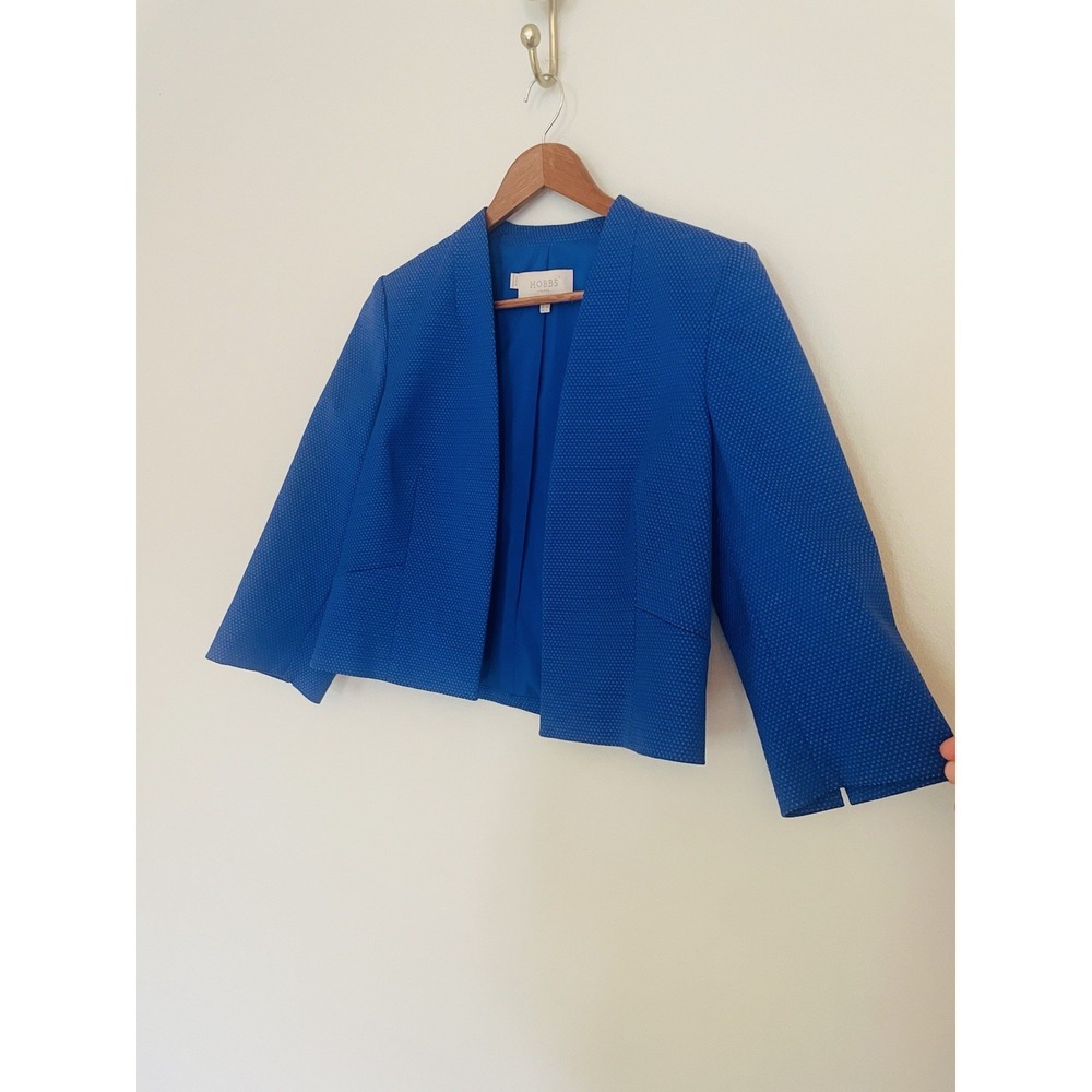 Hobbs London Mary Cropped Textured Boxy Blazer. Royal Blue. Size‎ 4. 3/4 Sleeve. - Picture 2 of 14